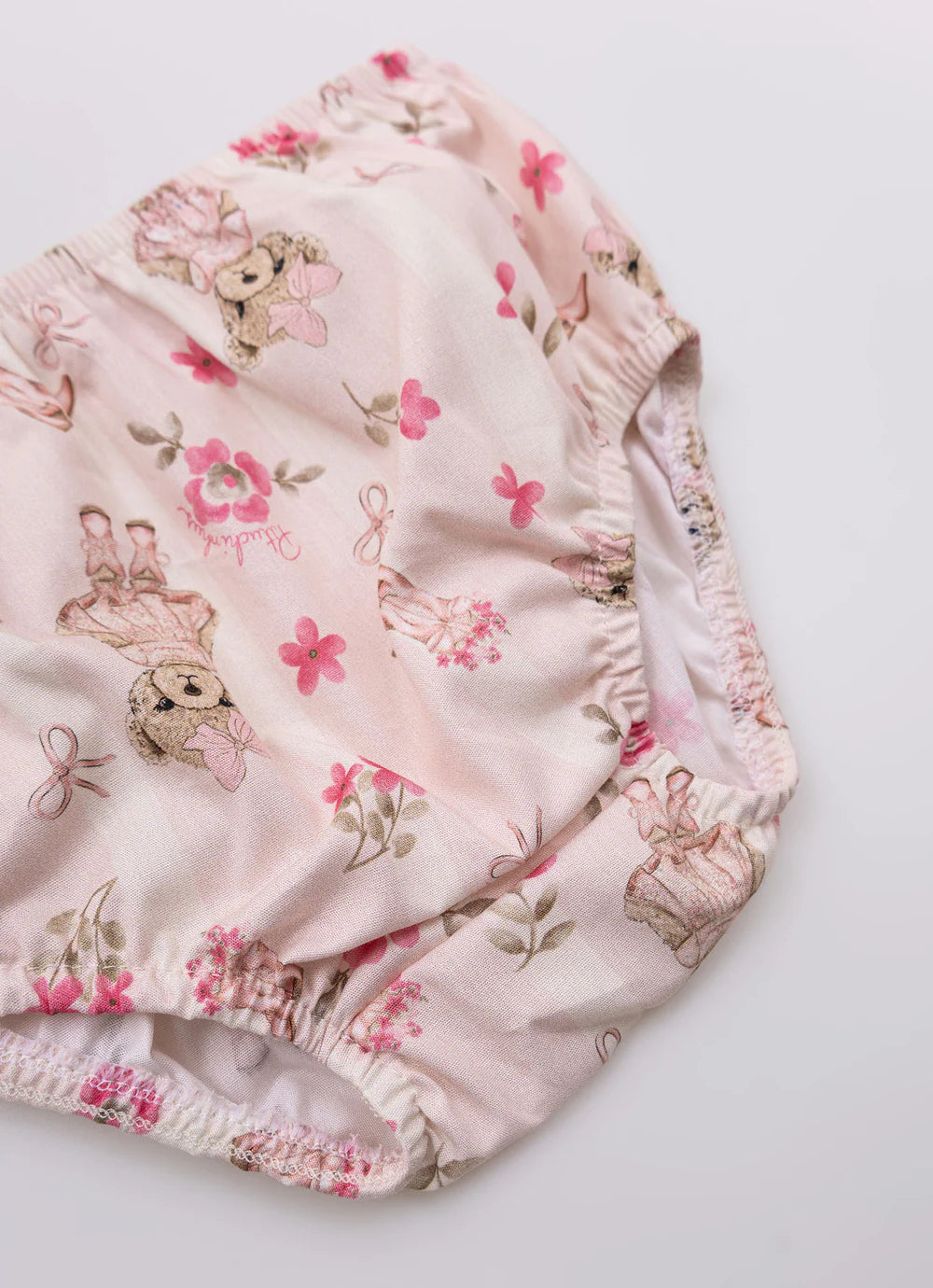 Vestido Bebê Algodão Listrado e Saia com Calcinha Flores & Ursinhas - Pituchinhus