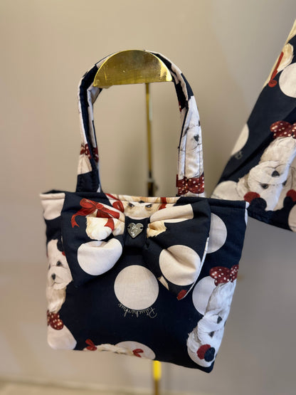 Conjunto Infantil Regata Maxi Laço e Saia e Algodão Cachorrinhos & Lacinhos Preto - Pituchinhus