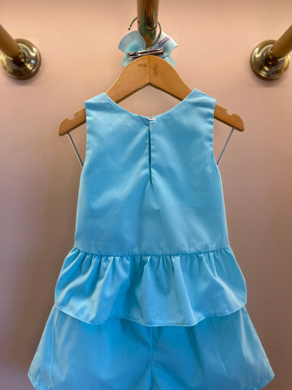 Conjunto Infantil Blusa e Shorts Tricoline Barrado Flores e Corações - Mon Sucré