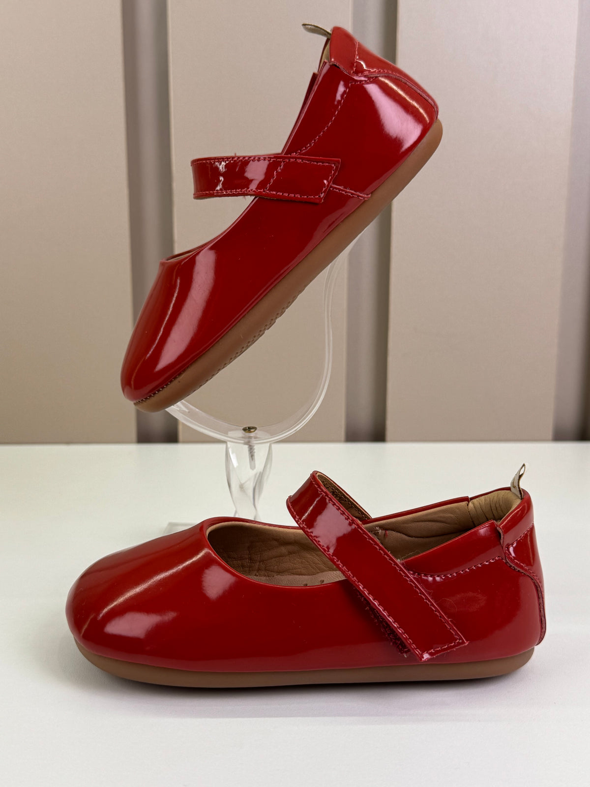Sapatinho Bebê Dolly Couro Verniz Vermelho - Tip Toey Joey