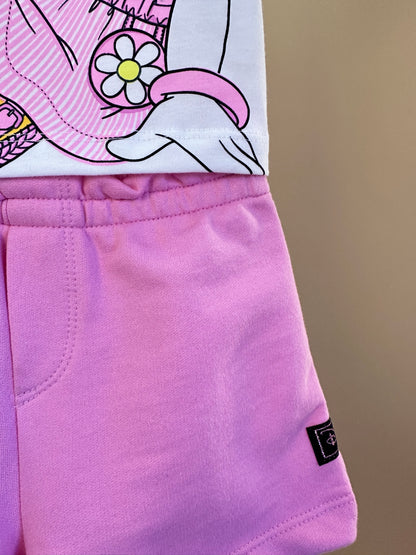 Conjunto Infantil Blusa Daisy Duck e Short Cós de Elástico - Momi