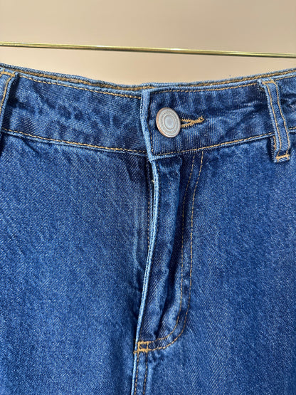 Calça Teen Jeans Wide Leg Cargo Azul - Authoria