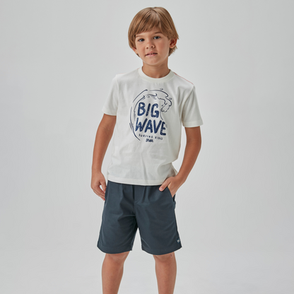 Conjunto Infantil Camiseta Algodão Big Wave e Shorts Azul - Beabá PRÉ-VENDA