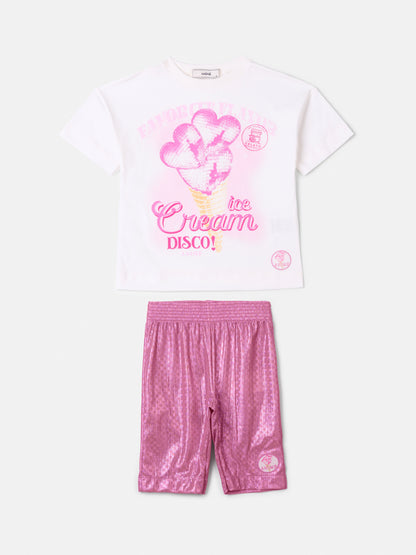 Conjunto Infantil Blusa e Bermuda Summer Collection Rosa - Animê