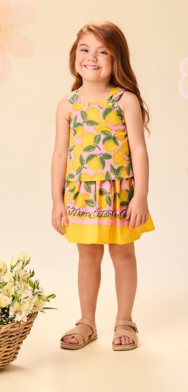 Conjunto Infantil Blusa e Saia Estampa Fruit Bear - Momi