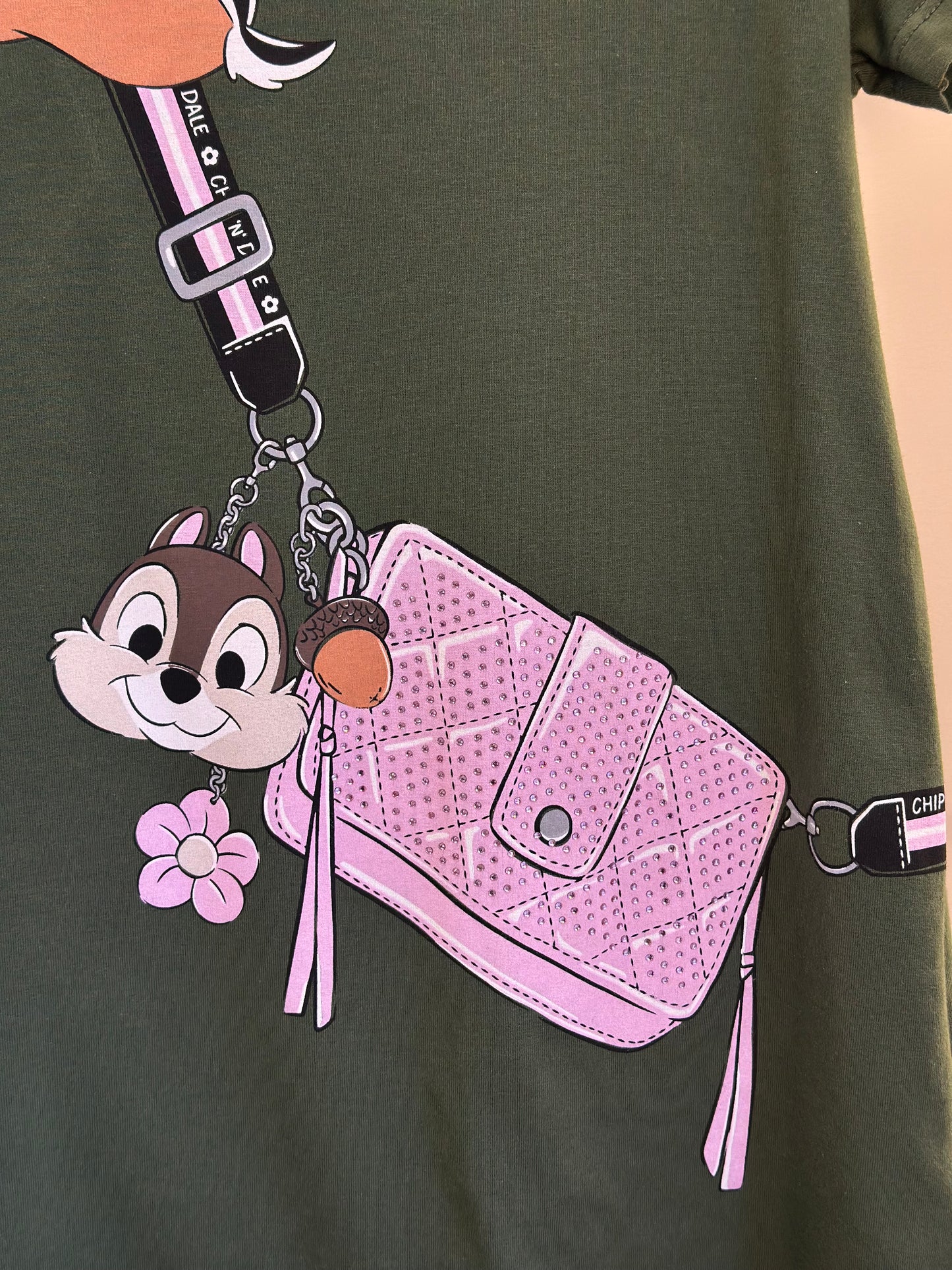 Vestido Infantil Trapézio MC Tico e Teco Verde Musgo - Momi
