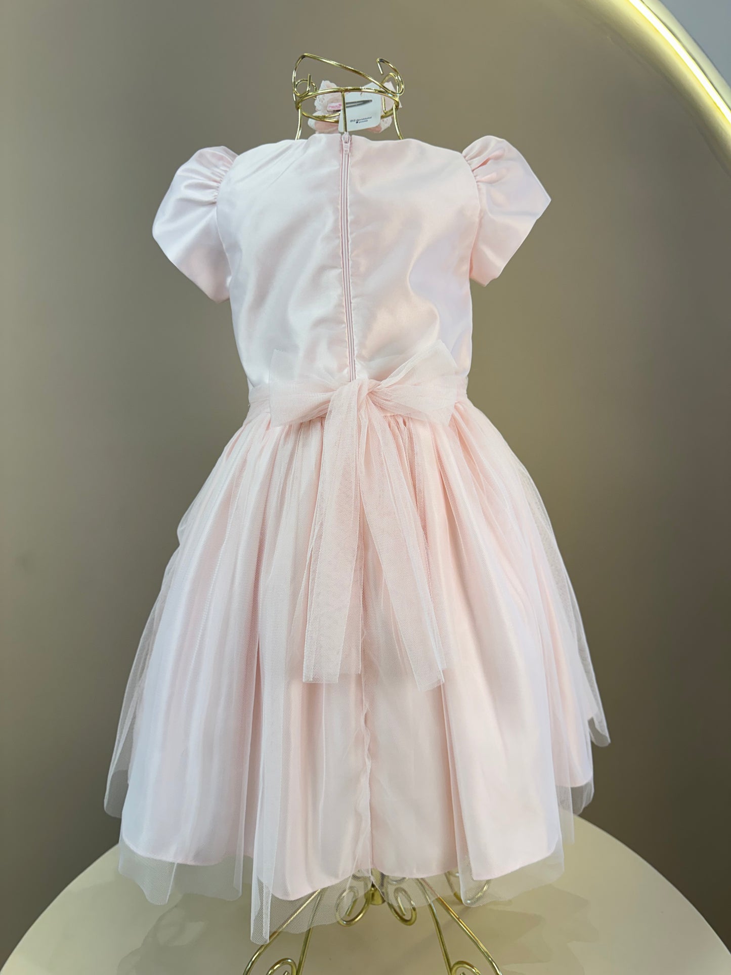 Vestido Infantil Festa Pelerine Bordada Rosa - Petit Cherie