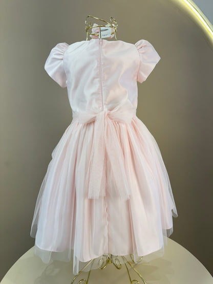 Vestido Infantil Festa Pelerine Bordada Rosa - Petit Cherie