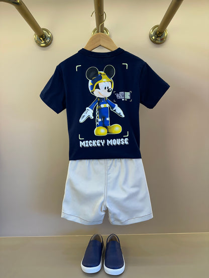 Conjunto Infantil T-Shirt Select Player Mickey Mouse e Bermuda Sarja - Youccie