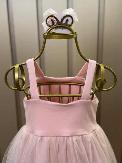Vestido Infantil Festa com Capa Tule Bordado Rosa - Petit Cherie