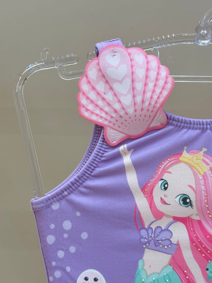 Maiô Infantil Lilás Com Estampa de Sereia - Infanti