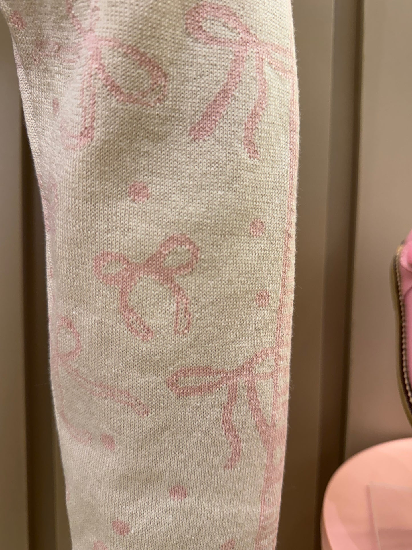 Conjunto Infantil Tricot Blusa Maxi Laço Cristais Rosa Dolce e Legging Jacquard Multi-laços Ninive - Pituchinhus