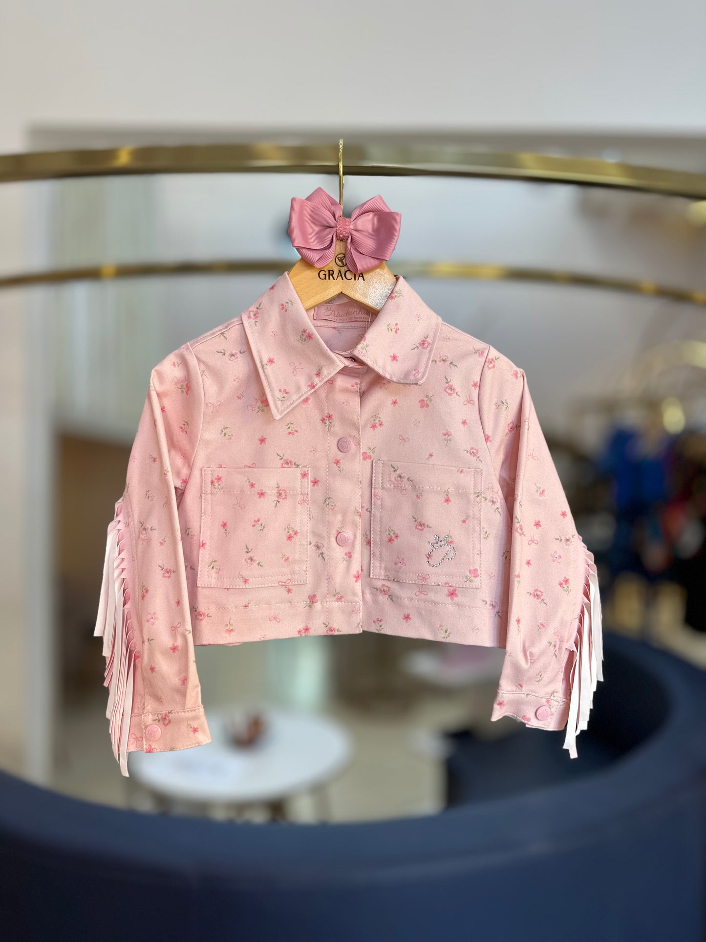 Jaqueta Infantil Franjas Mini Flores - Pituchinhus