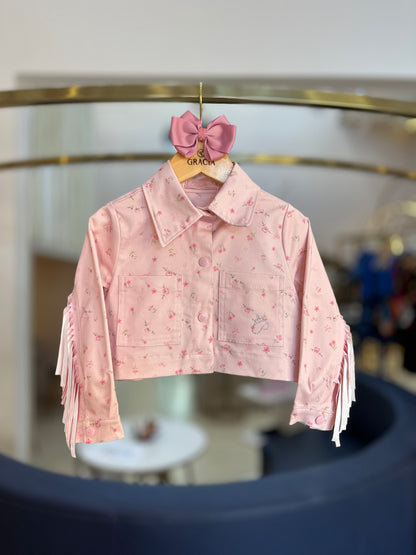 Jaqueta Infantil Franjas Mini Flores - Pituchinhus