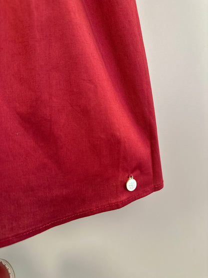 Vestido Infantil Jumper Algodão Pregas Vermelho - Um Mais Um