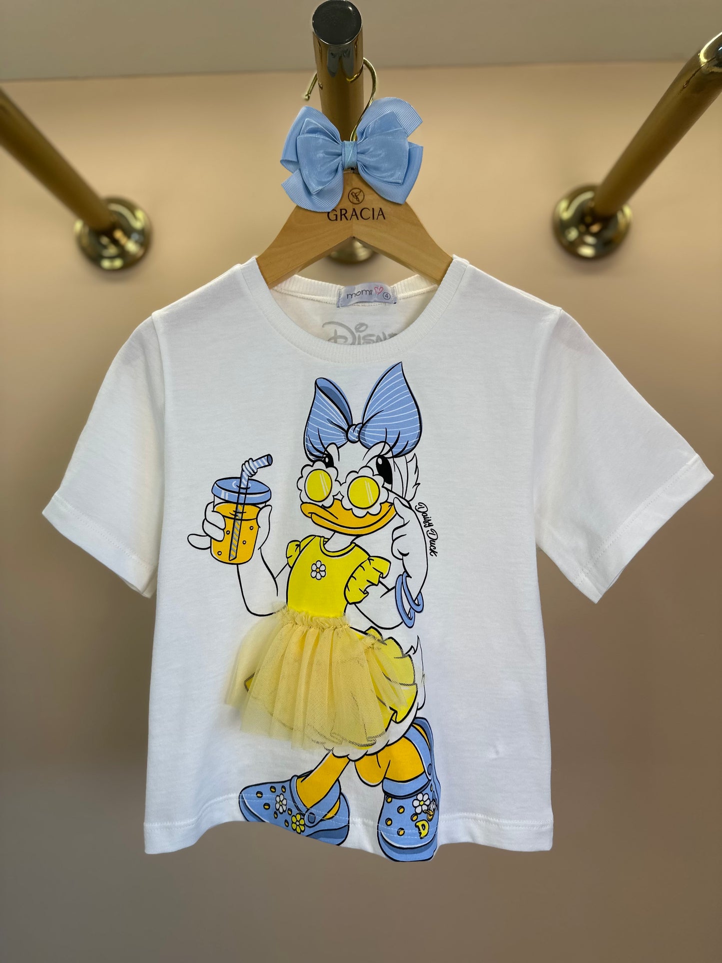 Conjunto Infantil Blusa Daisy Vestido Babadinho e Shorts Jeans Apliques Florzinhas - Momi