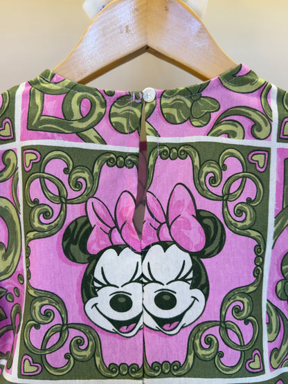 Conjunto Infantil Blusa e Shorts Maxi Minnie Barrado Rosa e Verde Forest - Animê PRÉ-VENDA