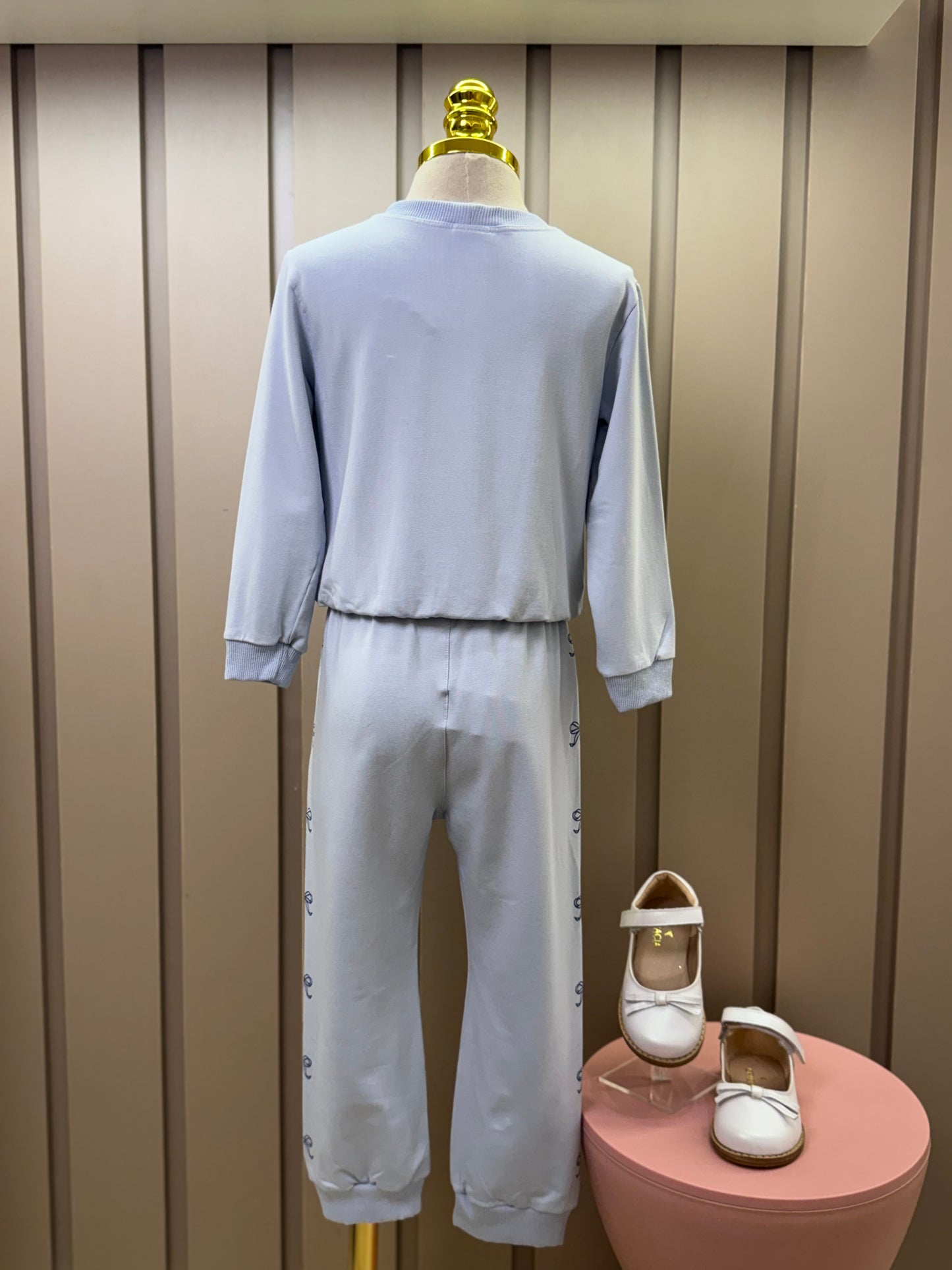 Conjunto Infantil Moletom S Felpa Blusa ML e Calça Miss University Azul Claro - Beabá