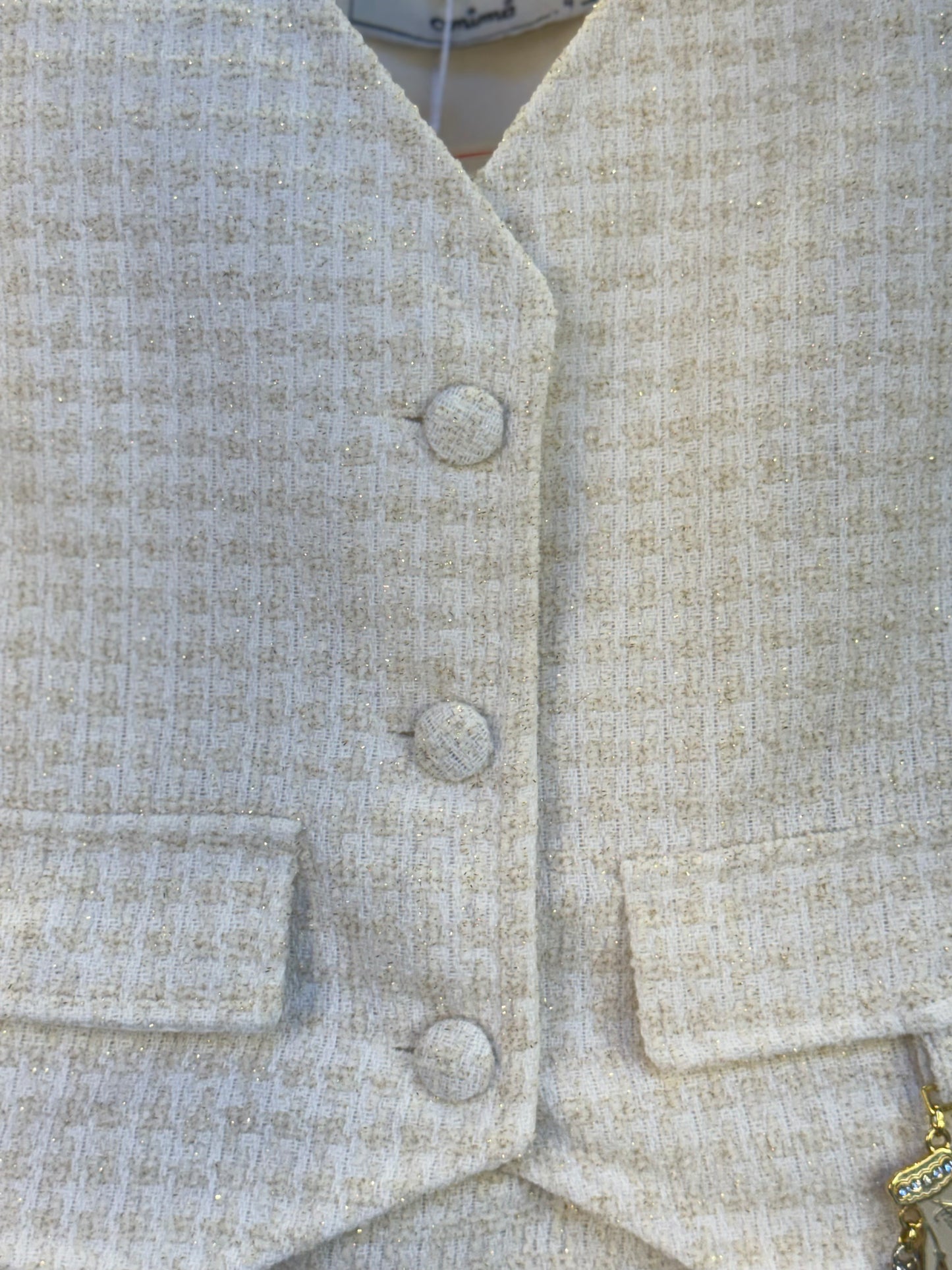 Conjunto Infantil Colete e Shorts Tweed Off White - Animê