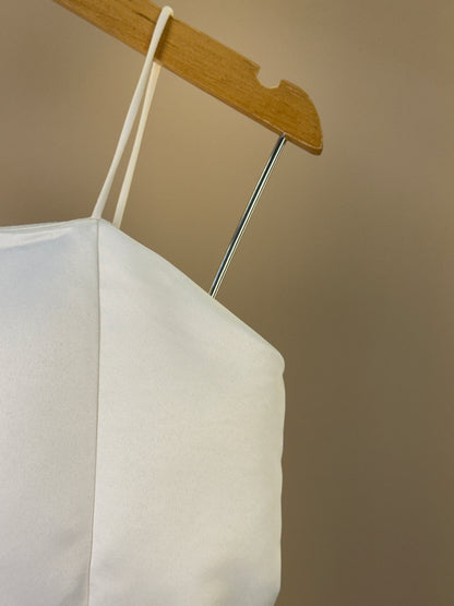 Vestido Infantil Alças Finas Saia Em Tule Off White - Petit Cherie