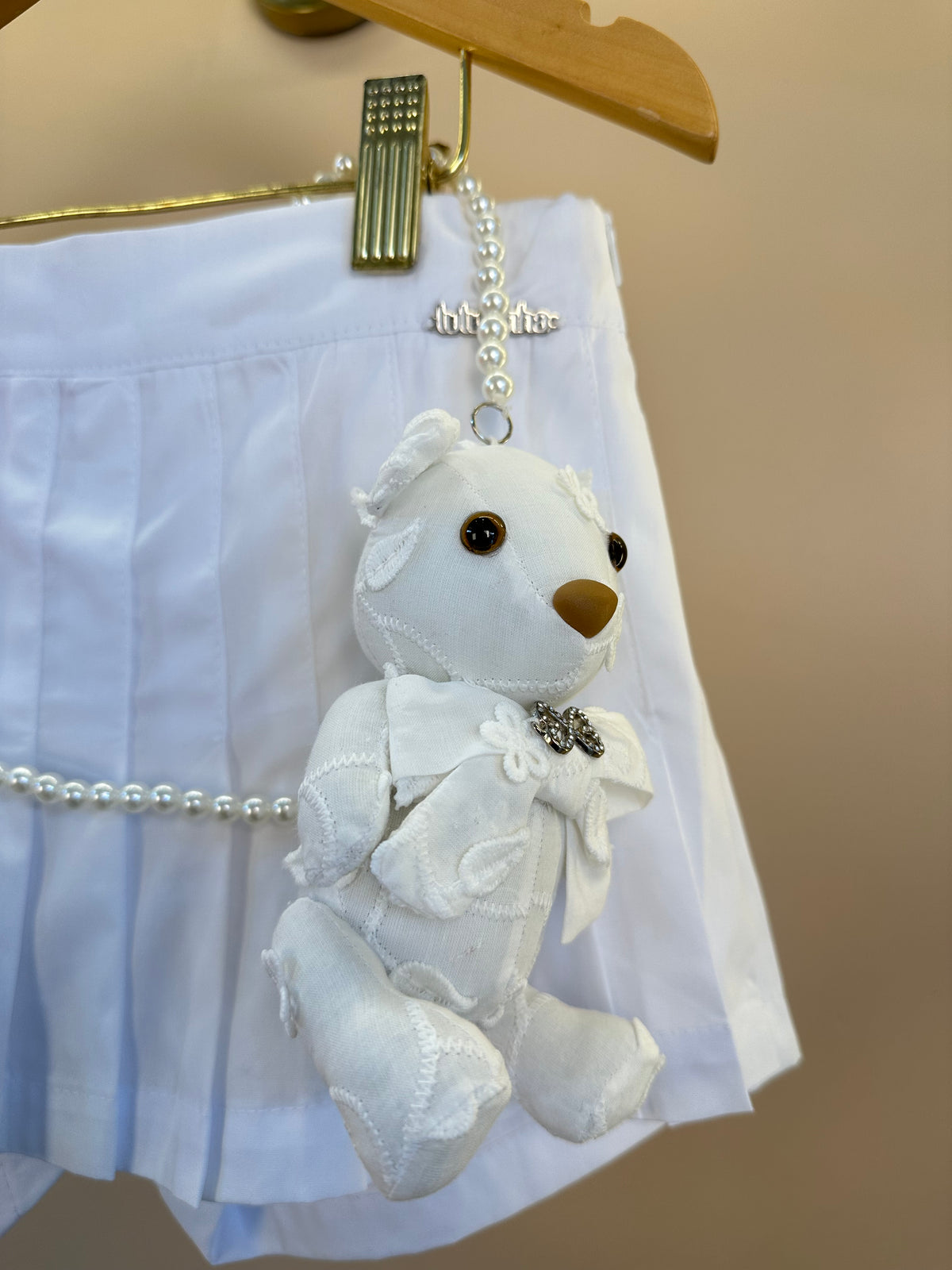 Shorts Saia Infantil Pregas Em Tricoline Com Acessório de Urso - Luluzinha