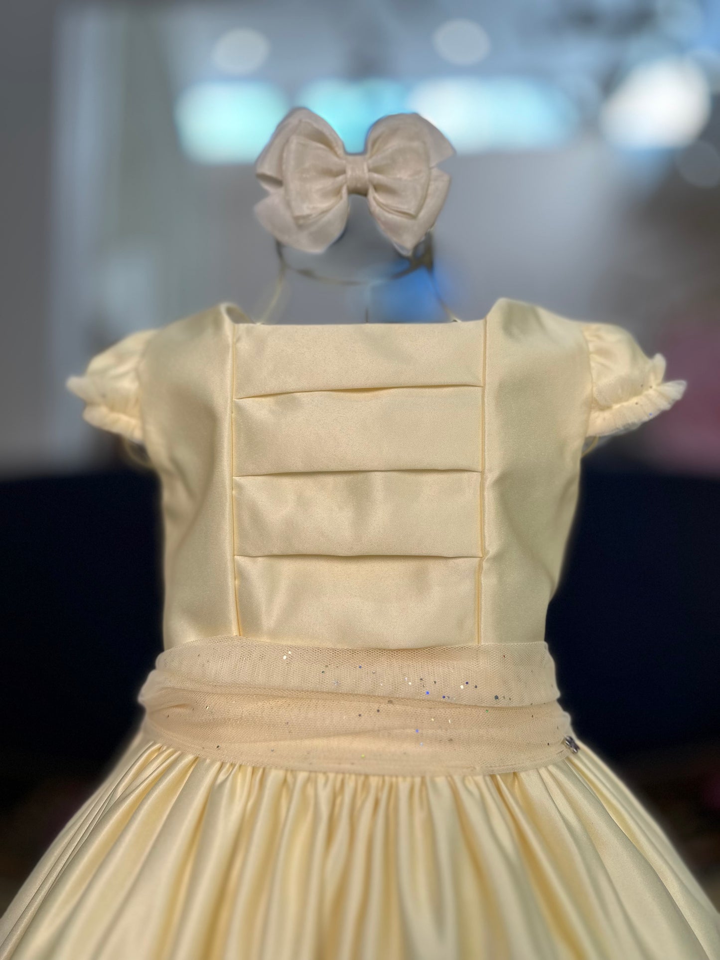 Vestido Infantil Festa Tule Flores Amarelo - Petit Cherie