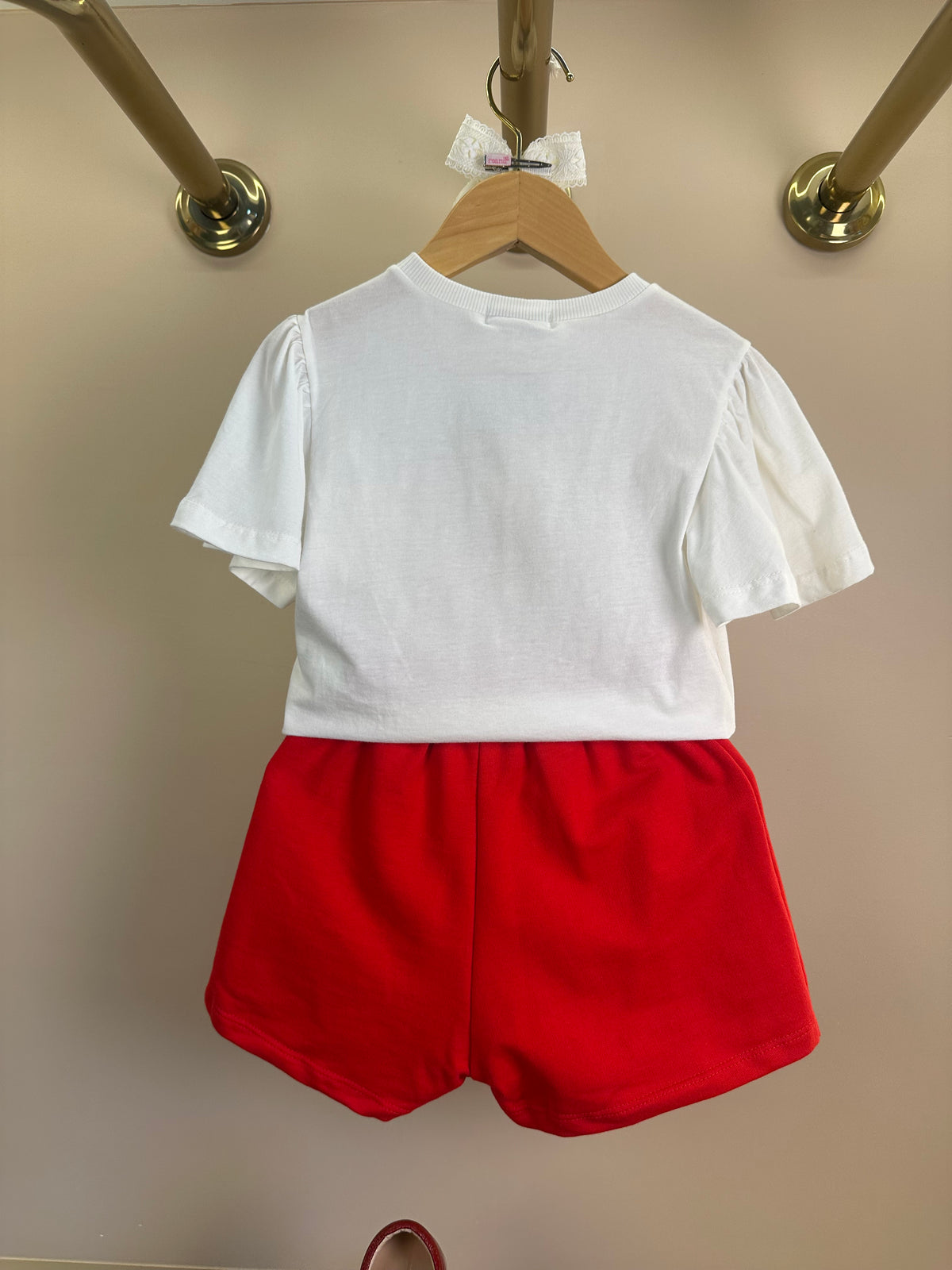 Conjunto Infantil Blusa Cherry e Shorts Saia Laço Lateral - Momi