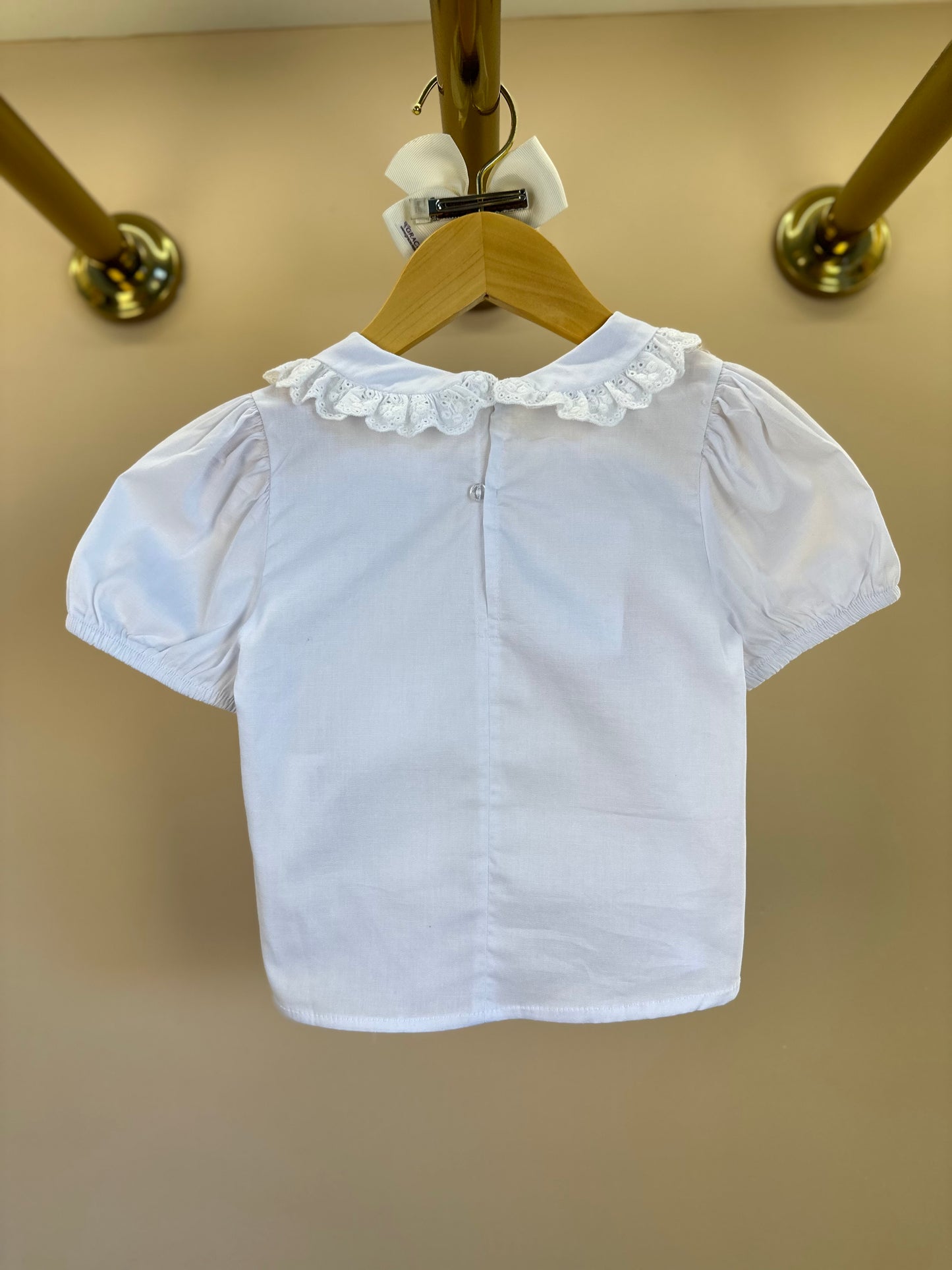 Salopete Infantil Pied Poule Laço com Camisa Gola Babadinho Branca  - Gabriela Aquarela