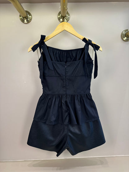 Conjunto Teen Blusa Busto Franzido e Shorts Clochard Couro Tech Preto - Two In