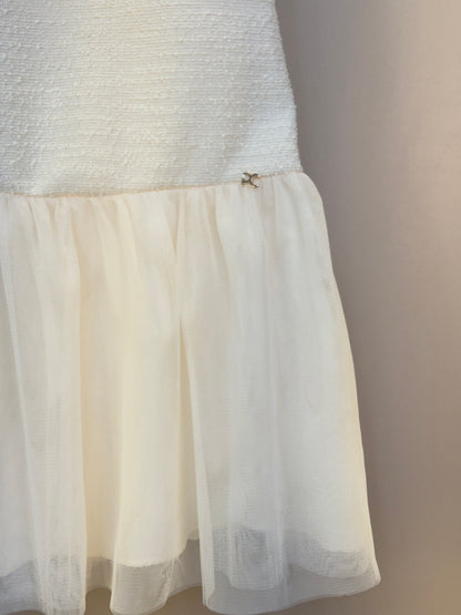 Vestido Infantil Tweed com Botão Joia e Tule - Petit Cherie