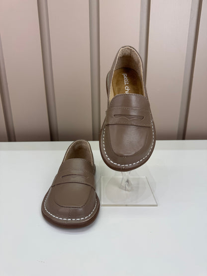 Mocassim Infantil Couro Moca Grigio - Petit Cheval