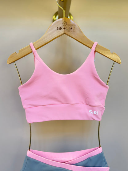 Conjunto Infantil Top Sara Ballet Rosa e Bermuda Sara Ballet Cinza - Siri Sport