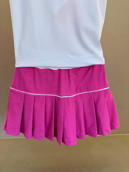 Conjunto Infantil Blusa Maria Dry Branca  e Saia Fernanda Dry Badminton Rosa - Siri Sport