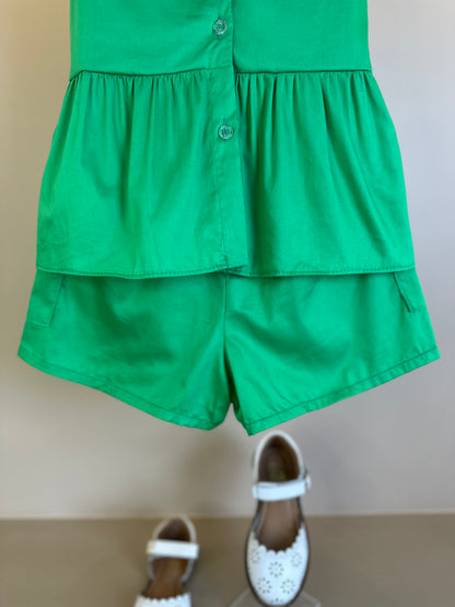 Conjunto Infantil Algodão Bordado Laço Verde - Petit Cherie