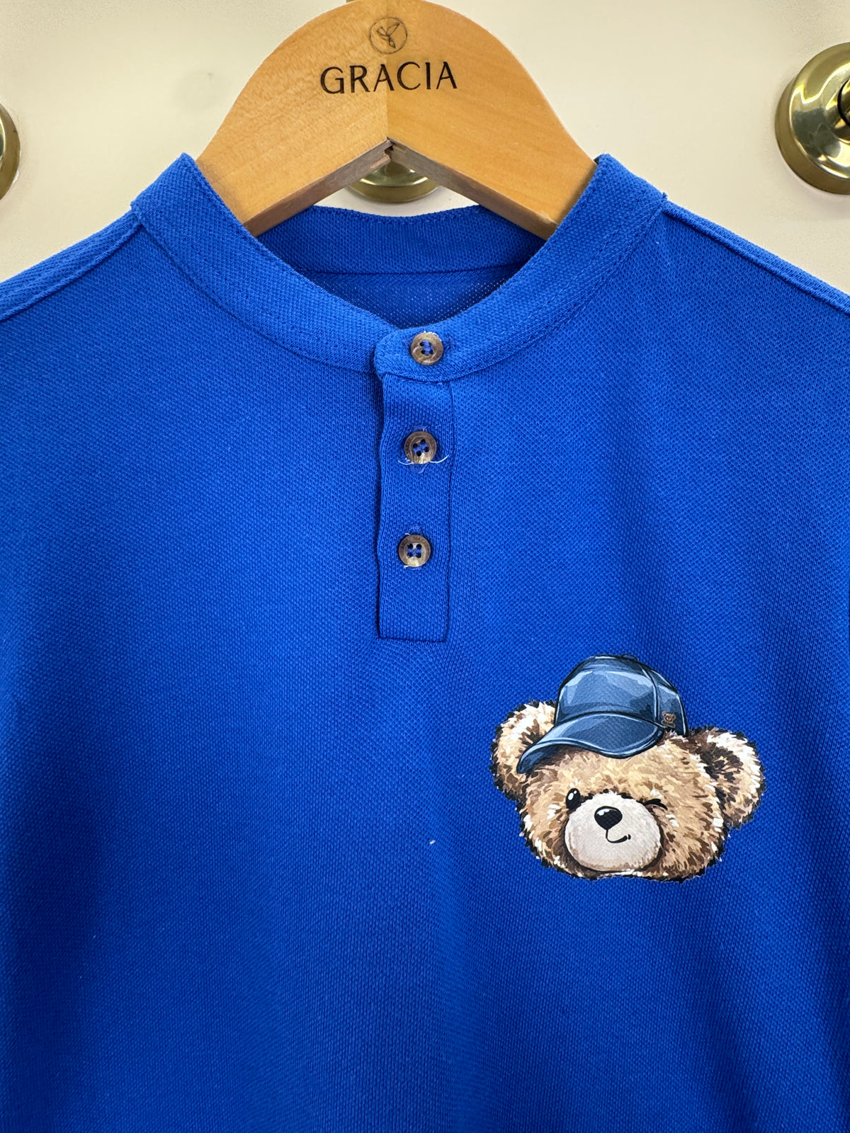 Polo Infantil Piquet Teddy Fofo Azul Klein - Dame