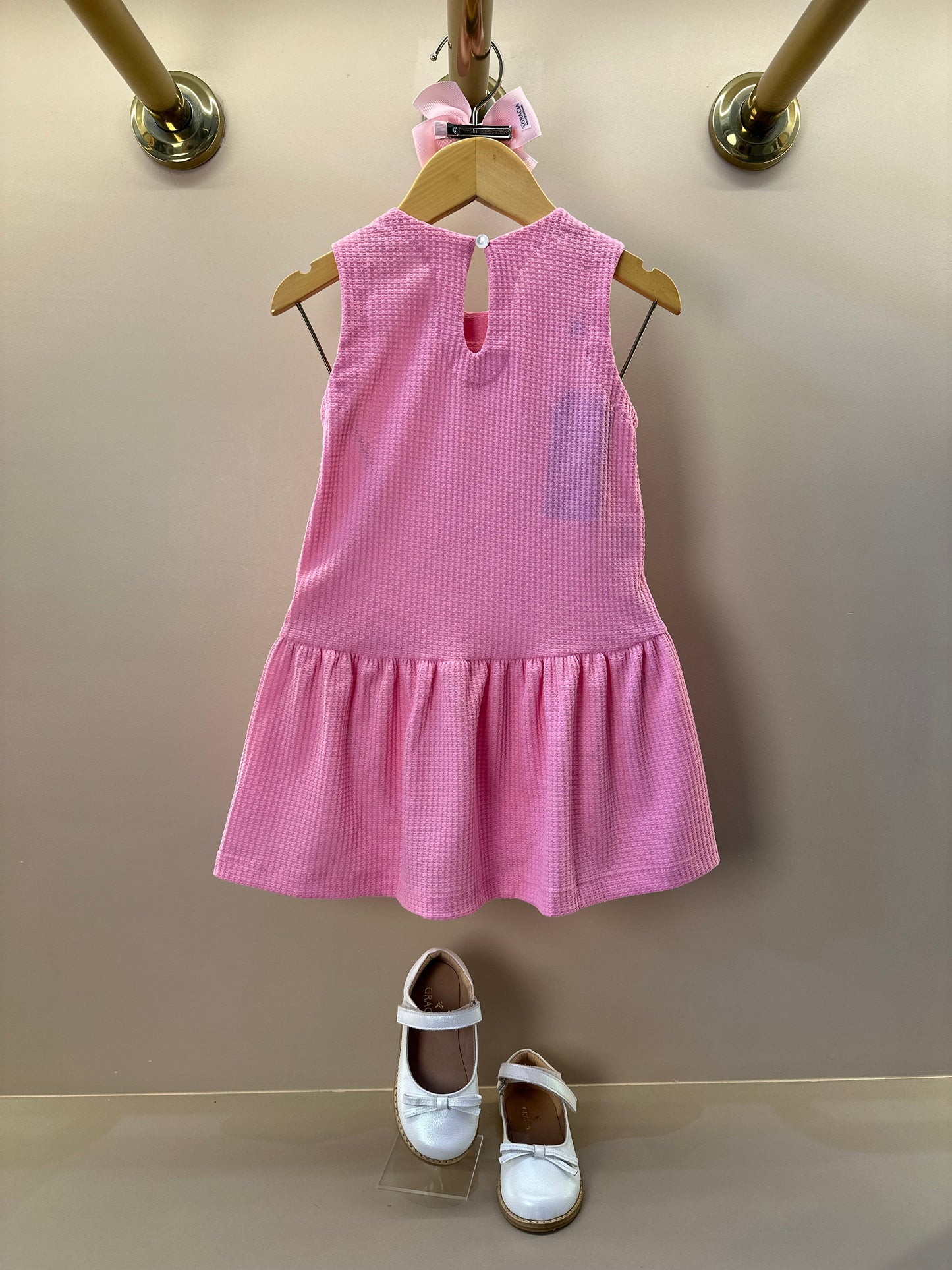 Vestido Infantil Jumper Detalhe Pala e Laço Rosa - Beabá