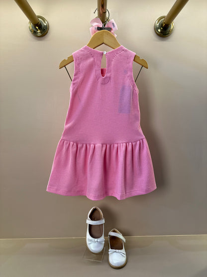 Vestido Infantil Jumper Detalhe Pala e Laço Rosa - Beabá