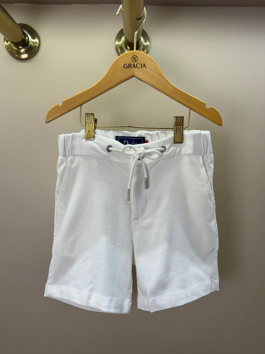 Bermuda Infantil Linho Cordão Branco - Dudes
