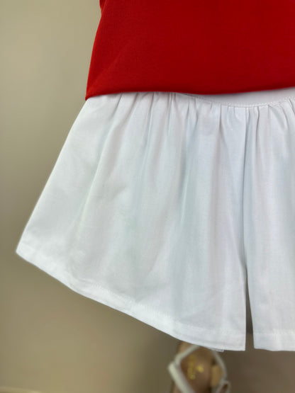 Conjunto Infantil Blusa Algodão Mangas Balonê e Short Evasê Sarja - Beabá
