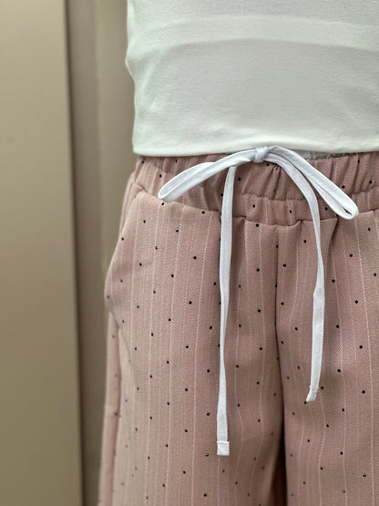 Conjunto Infantil Trio Blusa Lacinho, Casaqueto e Calça Alfaiataria Listrada Strass Rosé - Petit Cherie