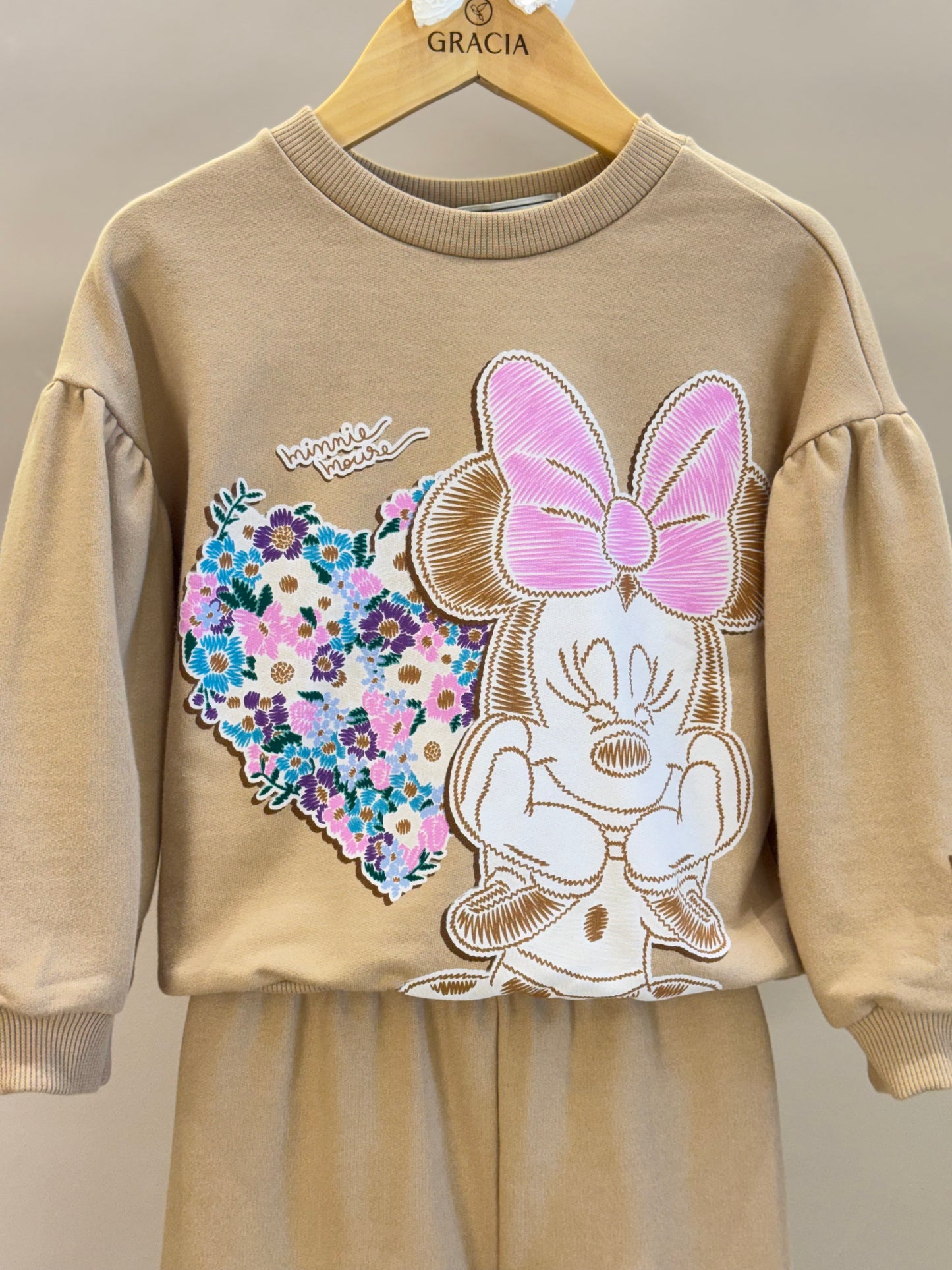 Conjunto Infantil Casaco e Calça de Moletom Minnie Flores - Animê