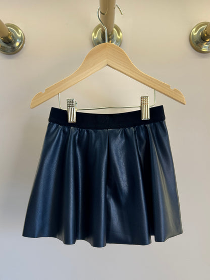 Saia-Short Infantil Evasê Couro Tech Preta - Pituchinhus