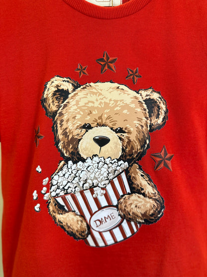 Conjunto Infantil Camiseta Teddy Pipoca e Bermuda Bolsos Cargo Bege - Dame