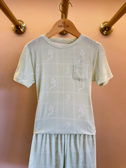 Pijama Infantil Comfy Blusa MC e Shorts Green Forest - Conforteca