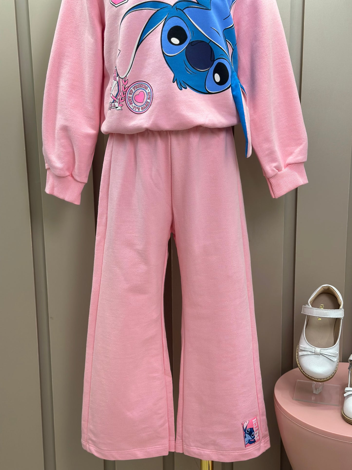 Conjunto Infantil Moletom Casaco Stitch  e Calça Rosa Blossom - Momi