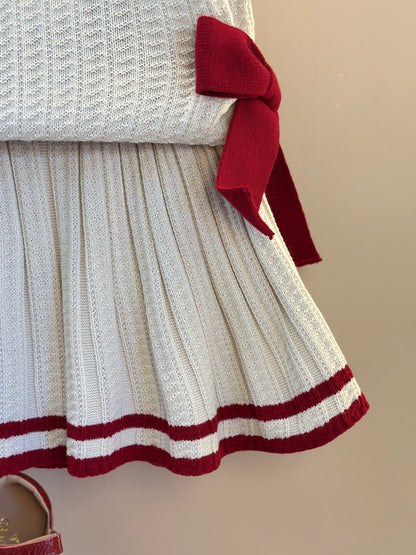 Conjunto Infantil Colete e Saia Tricot Minnie Pérola - Animê