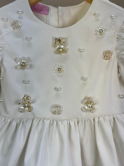 Conjunto Infantil Bata Bordada À Mão e Calça Alfaiataria Terracota - Luluzinha