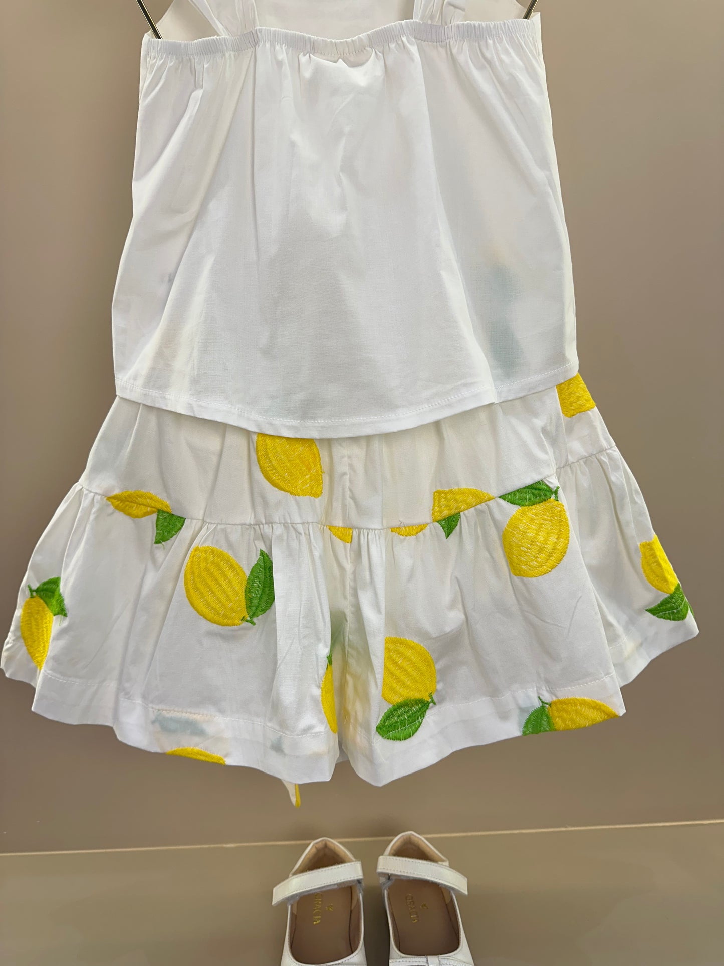 Conjunto Infantil Blusa Off e Saia Limões Soleil - Animê