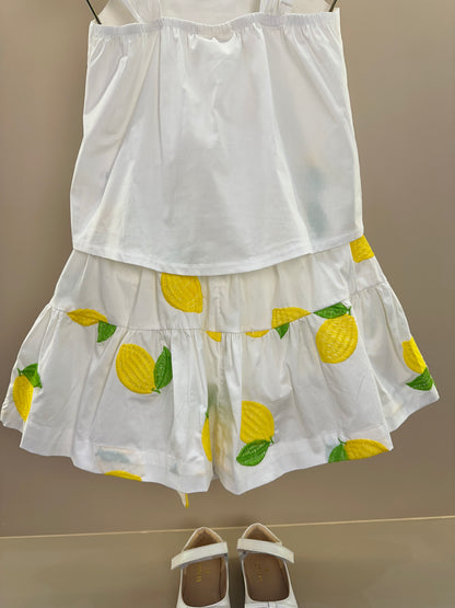 Conjunto Infantil Blusa Off e Saia Limões Soleil - Animê