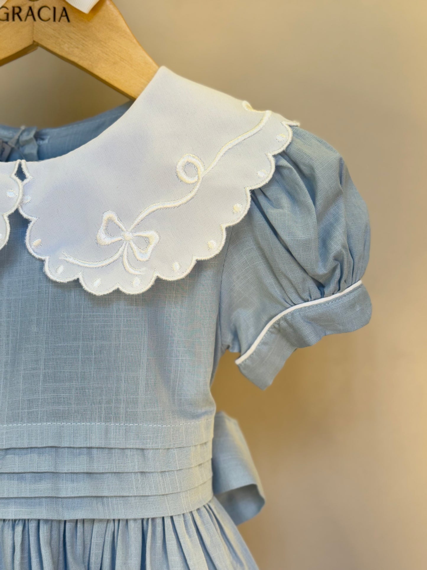 Vestido Infantil Clássico Algodão Glória Cambraia Orgânica Azul -  Gracia